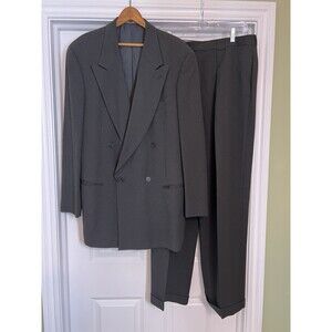 1990s vtg GIORGIO ARMANI COLLEZIONI DOUBLE BREASTED SUIT Black 42 L Drop 7 Read